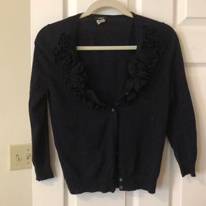 JCrew Navy Ruffled Cardigan